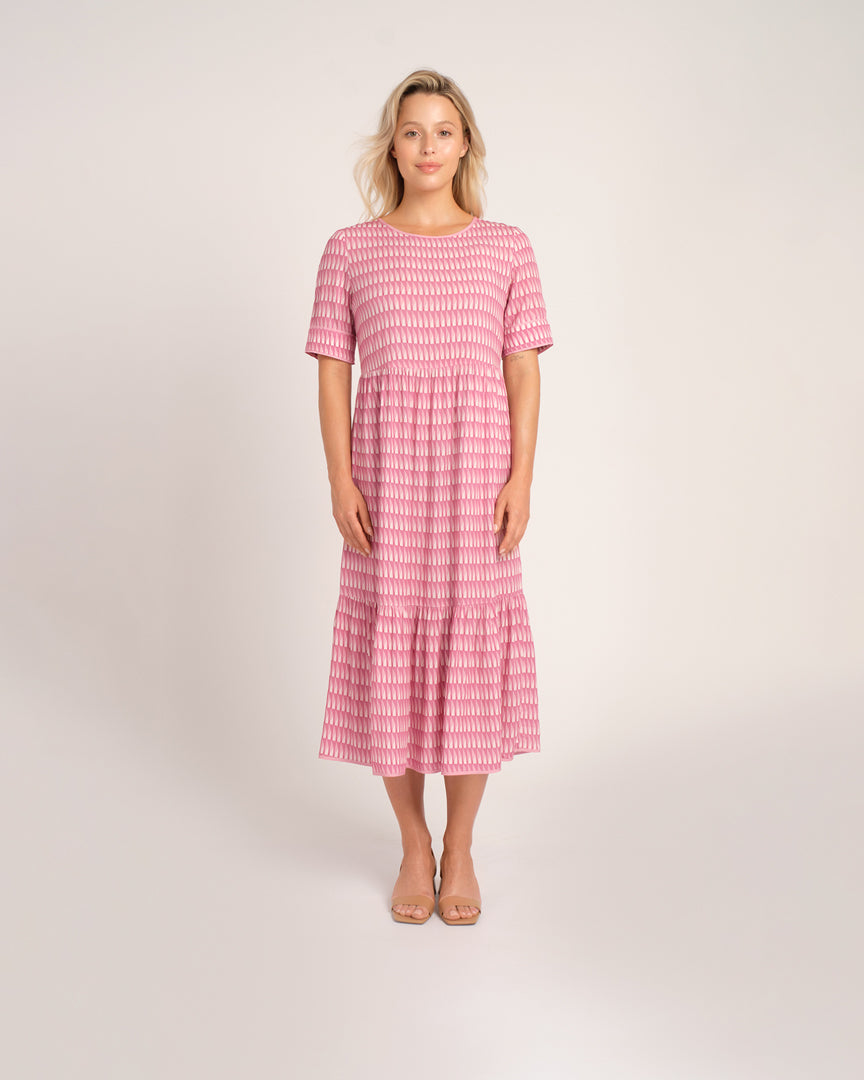 RUBY MAXI DRESS -PINK GEOMETRIC