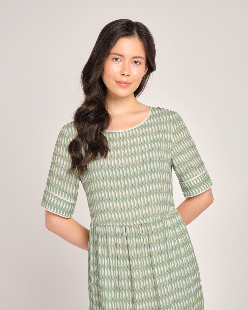 RUBY MAXI DRESS - GREEN GEOMETRIC