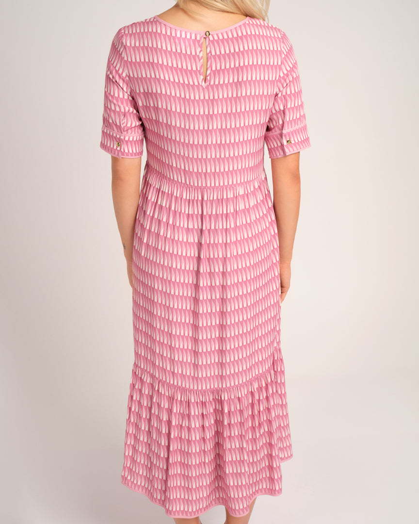 RUBY MAXI DRESS -PINK GEOMETRIC